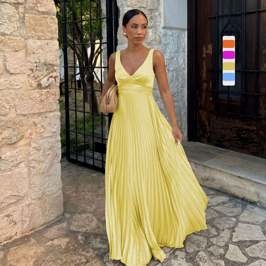 Satin Pleated Maxi Dress