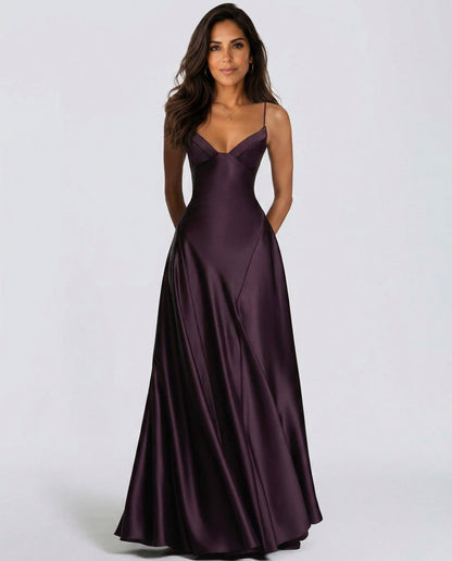 Satin Sweetheart A-Line Maxi Dress