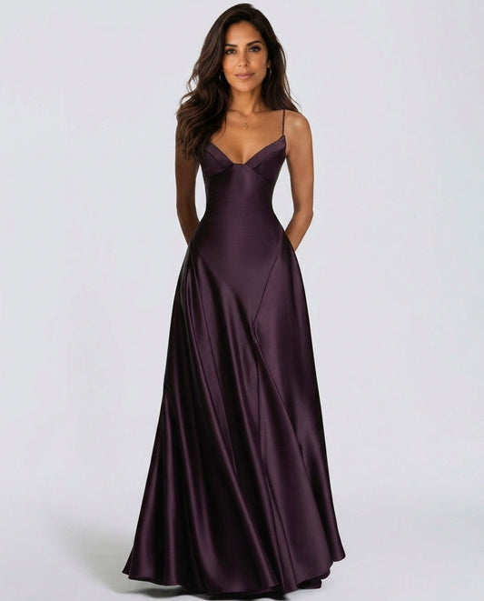 Satin Sweetheart A-Line Maxi Dress