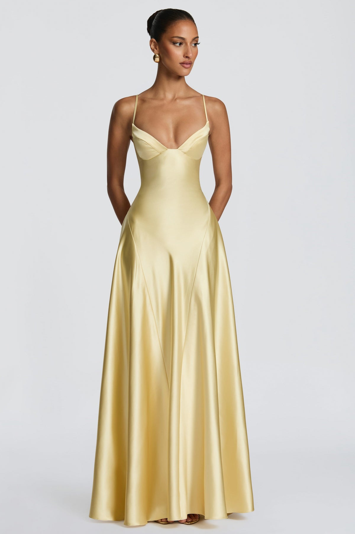 Satin Sweetheart A-Line Maxi Dress