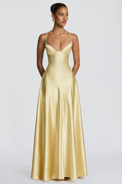 Satin Sweetheart A-Line Maxi Dress