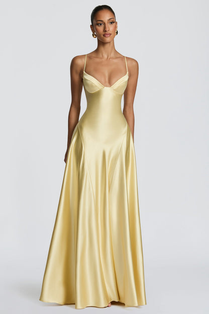 Satin Sweetheart A-Line Maxi Dress