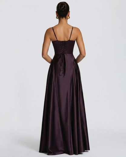 Satin Sweetheart A-Line Maxi Dress