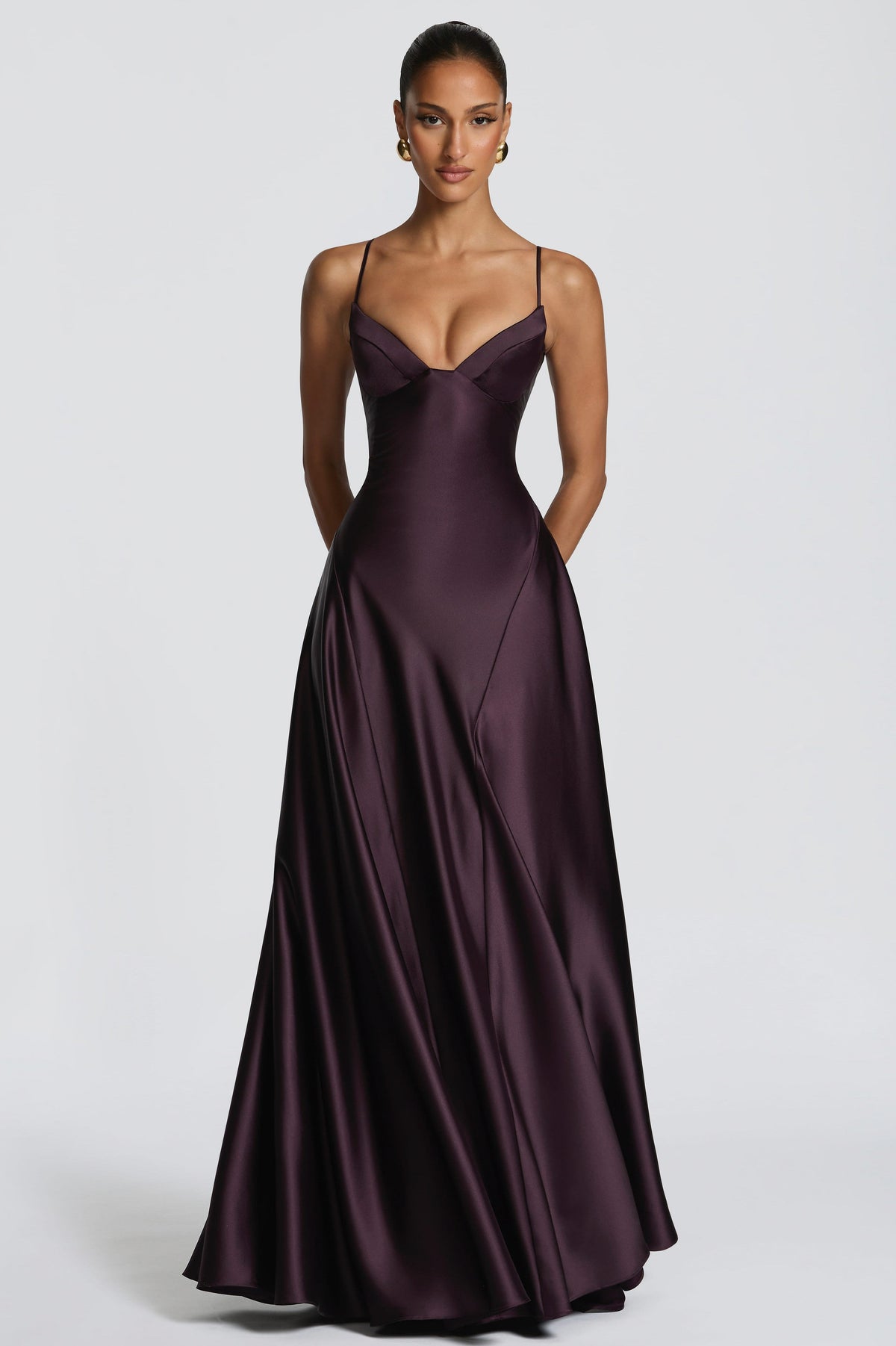 Satin Sweetheart A-Line Maxi Dress