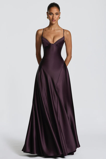 Satin Sweetheart A-Line Maxi Dress