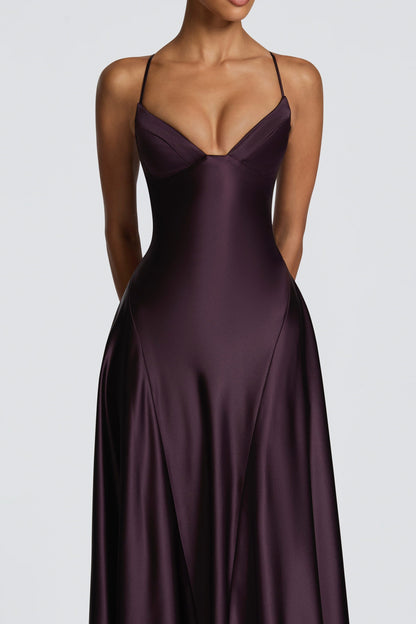 Satin Sweetheart A-Line Maxi Dress