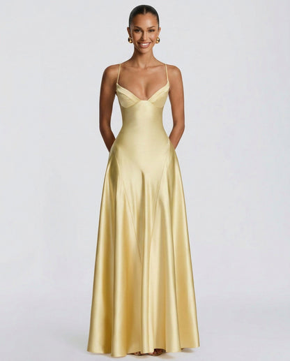 Satin Sweetheart A-Line Maxi Dress