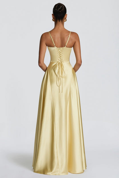 Satin Sweetheart A-Line Maxi Dress