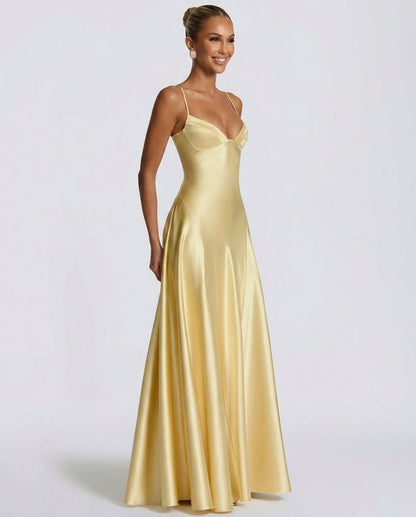 Satin Sweetheart A-Line Maxi Dress