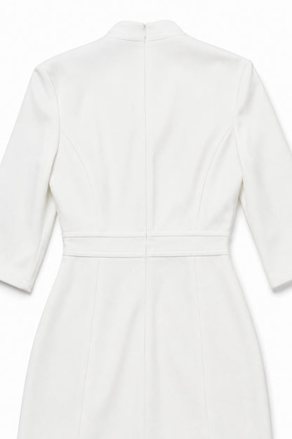 Satin Wrap 3/4 Sleeve Midi Dress