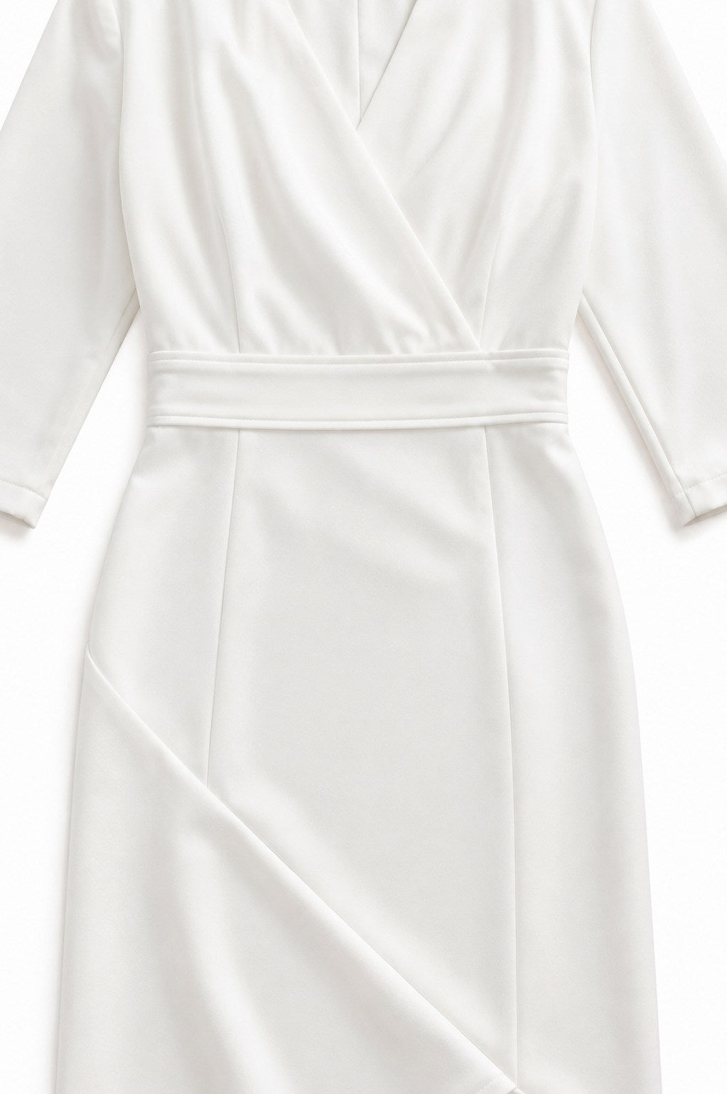 Satin Wrap 3/4 Sleeve Midi Dress