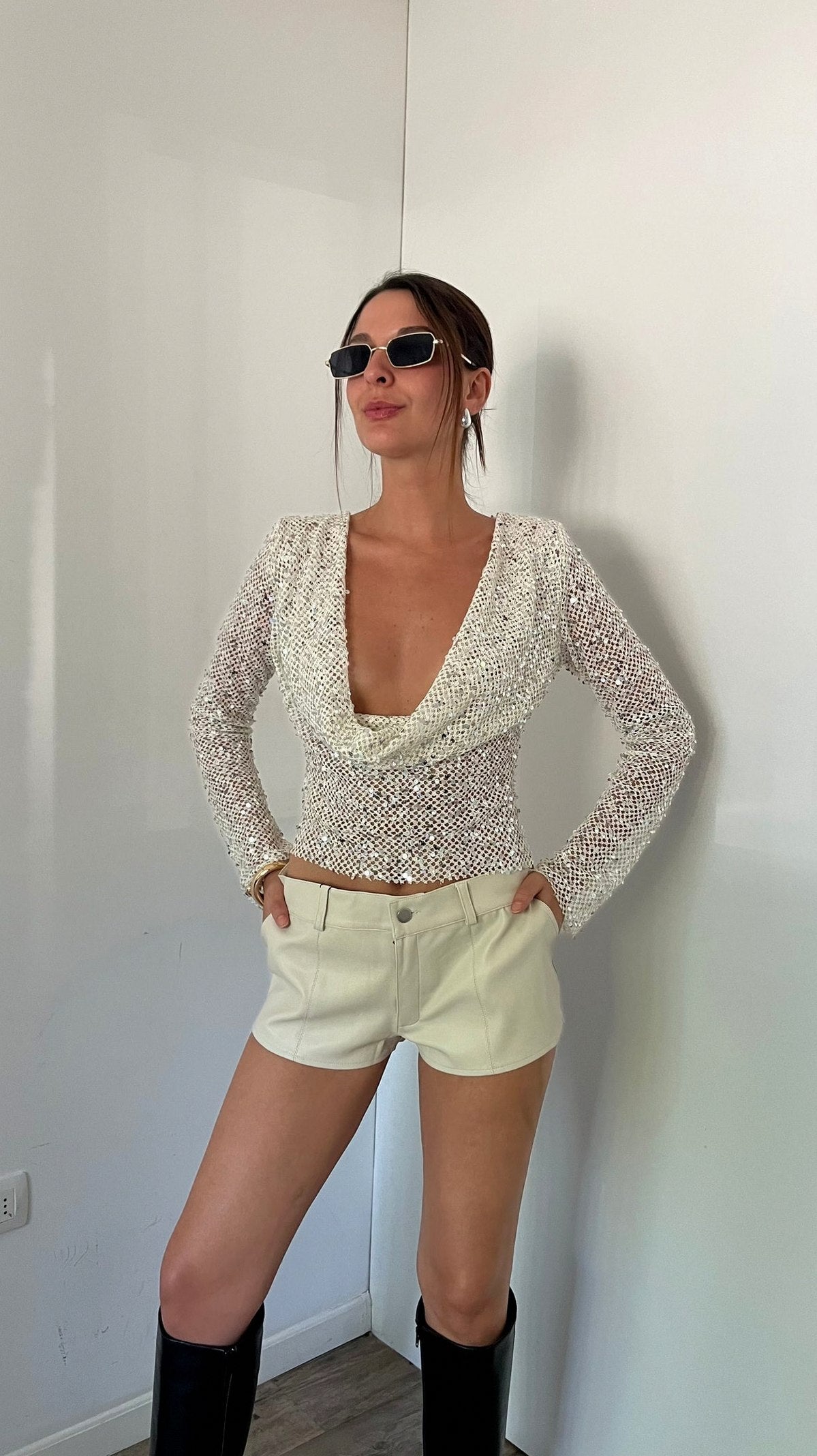 Sequin Long Sleeve Knit Top