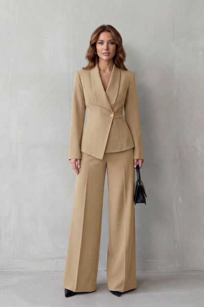 Shawl Collar Long Sleeve Blazer and Pants Matching Set