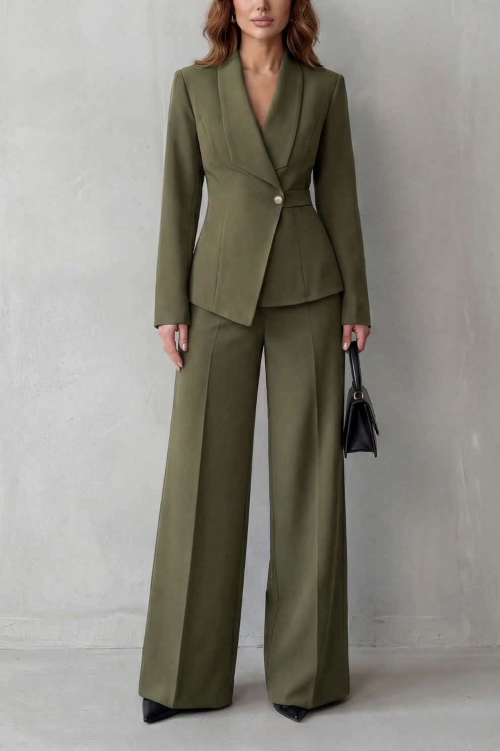 Shawl Collar Long Sleeve Blazer and Pants Matching Set