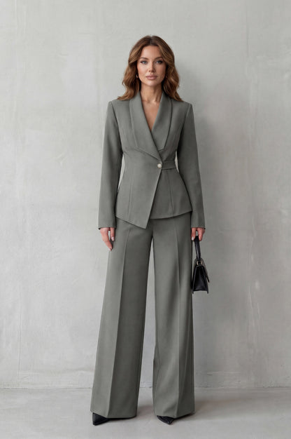 Shawl Collar Long Sleeve Blazer and Pants Matching Set