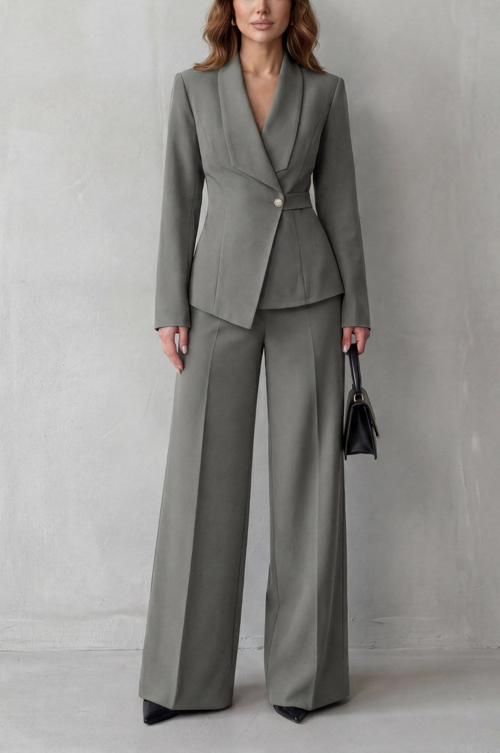 Shawl Collar Long Sleeve Blazer and Pants Matching Set