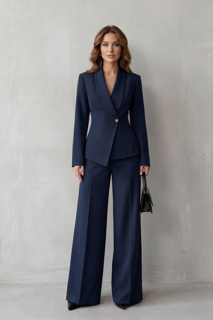 Shawl Collar Long Sleeve Blazer and Pants Matching Set