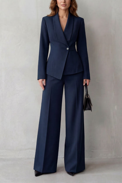 Shawl Collar Long Sleeve Blazer and Pants Matching Set