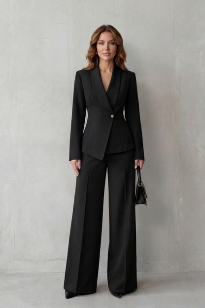 Shawl Collar Long Sleeve Blazer and Pants Matching Set