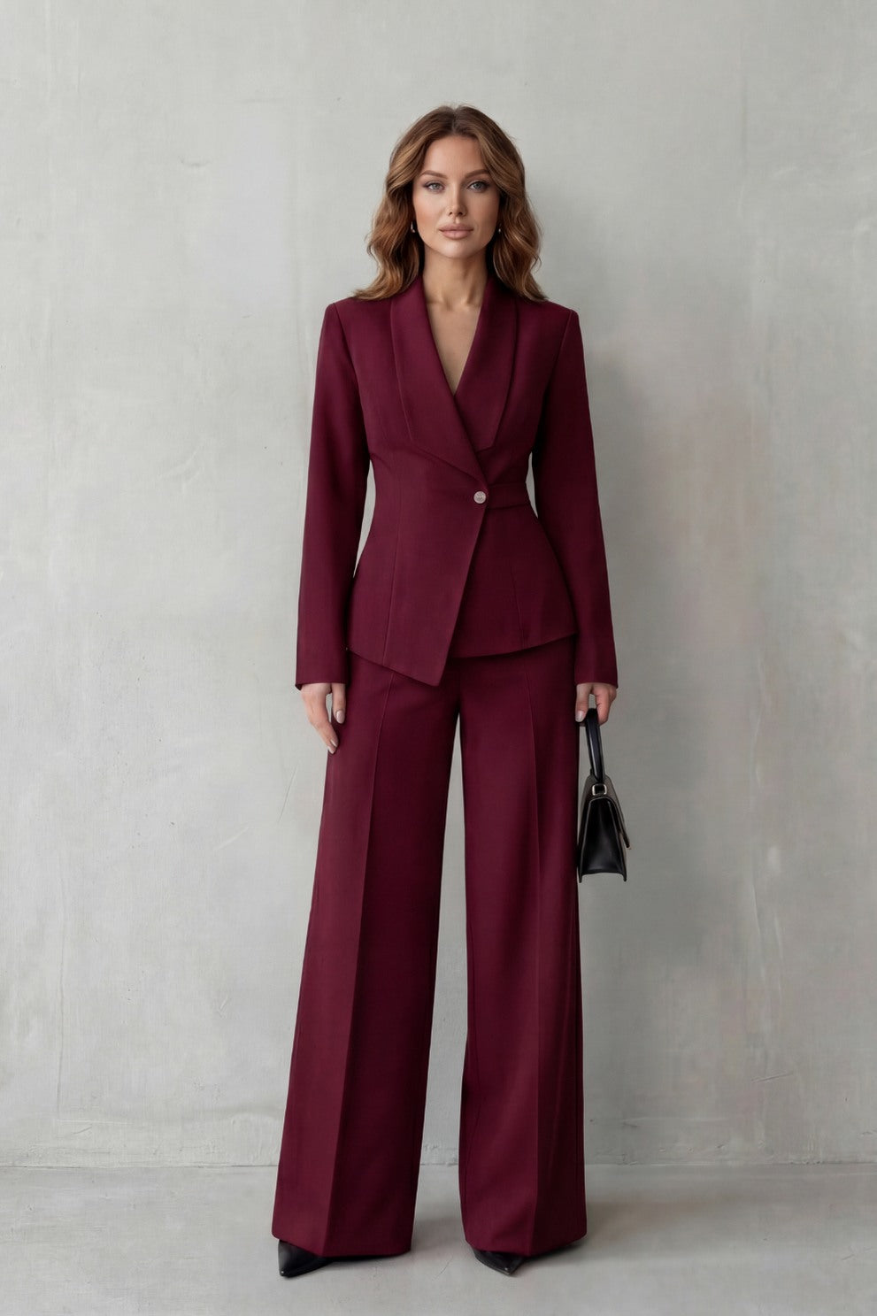 Shawl Collar Long Sleeve Blazer and Pants Matching Set