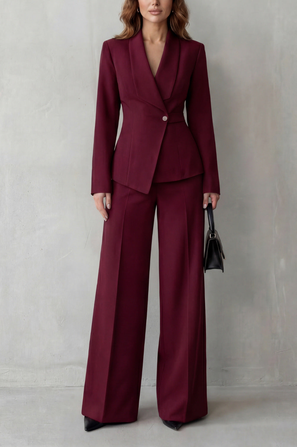 Shawl Collar Long Sleeve Blazer and Pants Matching Set