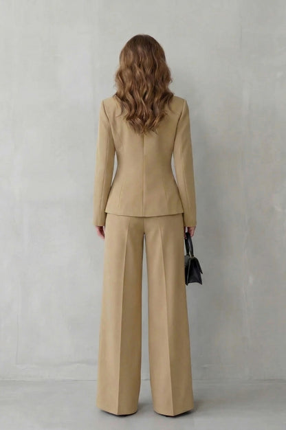 Shawl Collar Long Sleeve Blazer and Pants Matching Set