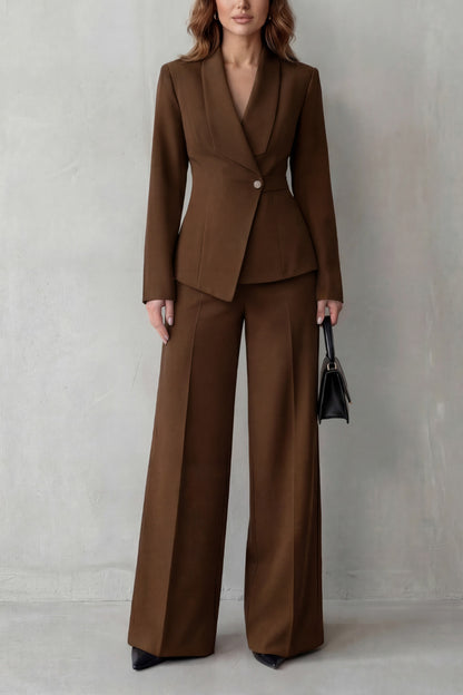 Shawl Collar Long Sleeve Blazer and Pants Matching Set