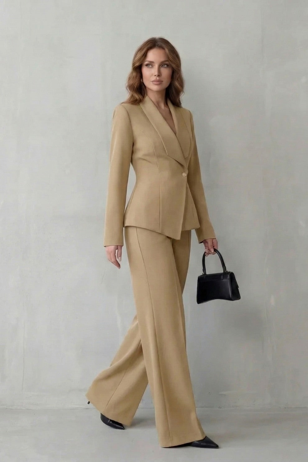 Shawl Collar Long Sleeve Blazer and Pants Matching Set