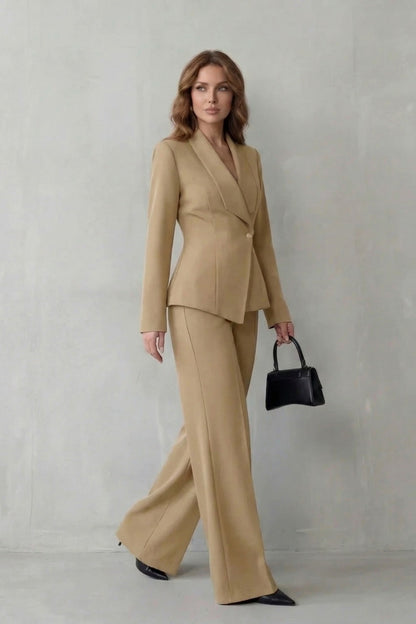 Shawl Collar Long Sleeve Blazer and Pants Matching Set