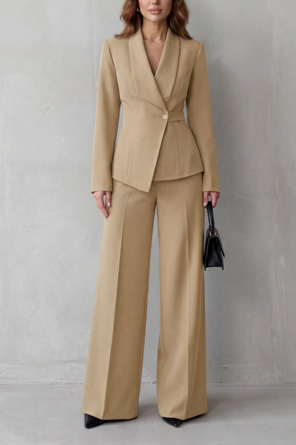 Shawl Collar Long Sleeve Blazer and Pants Matching Set