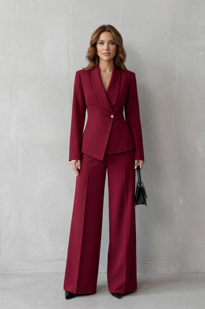 Shawl Collar Long Sleeve Blazer and Pants Matching Set