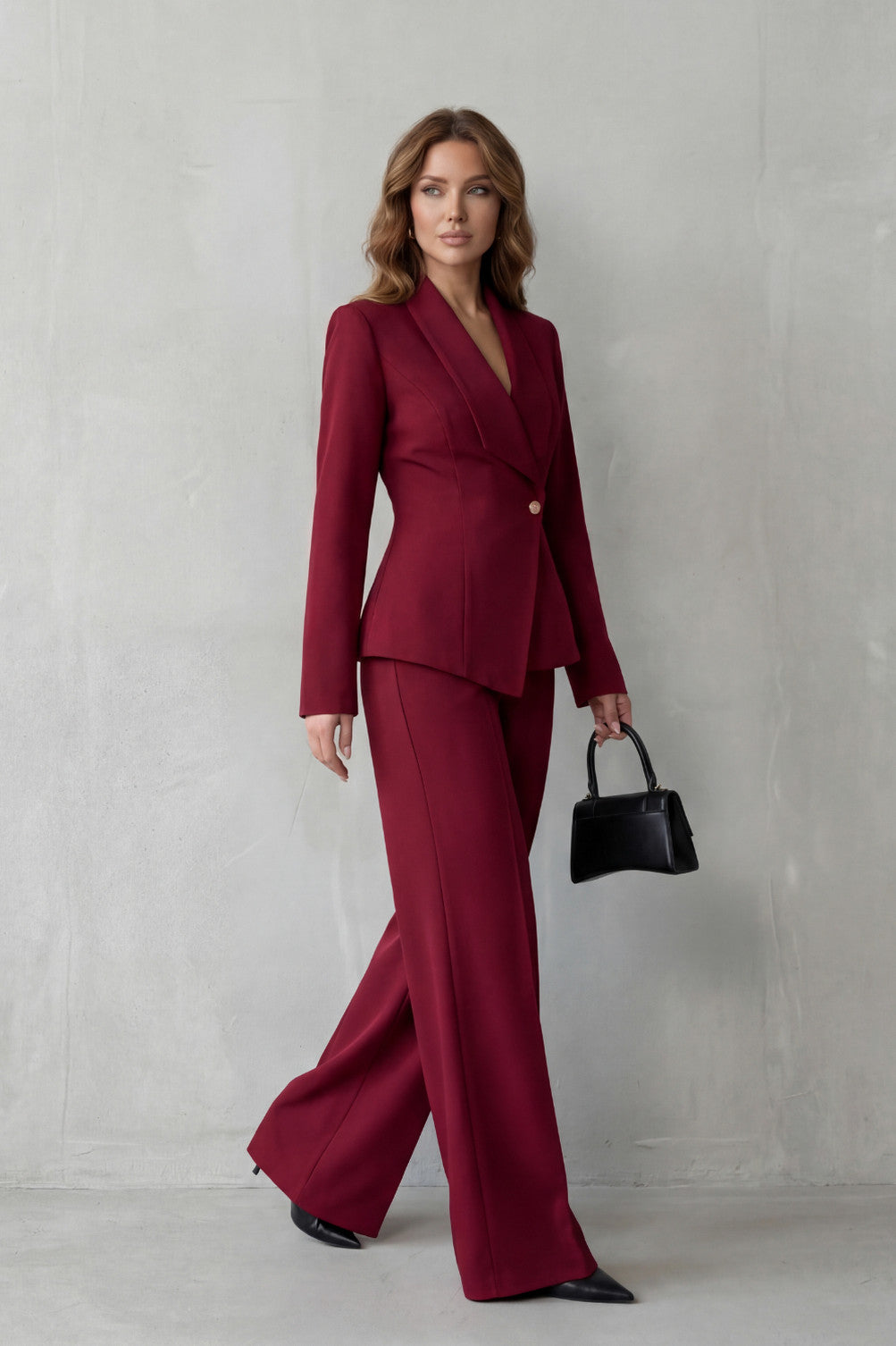 Shawl Collar Long Sleeve Blazer and Pants Matching Set