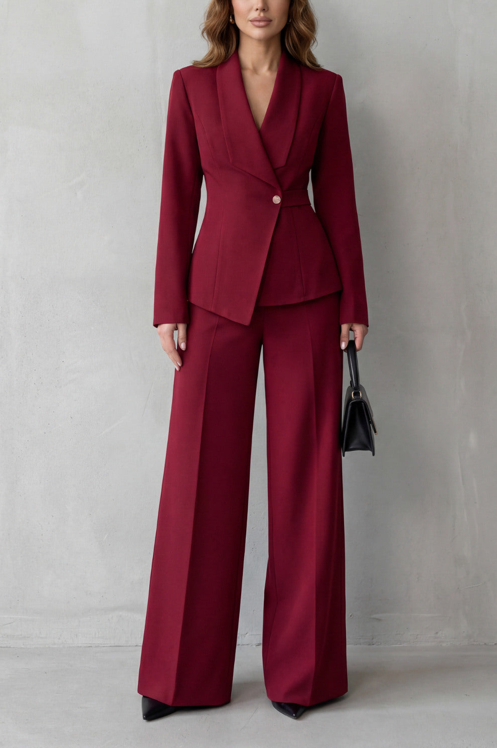 Shawl Collar Long Sleeve Blazer and Pants Matching Set