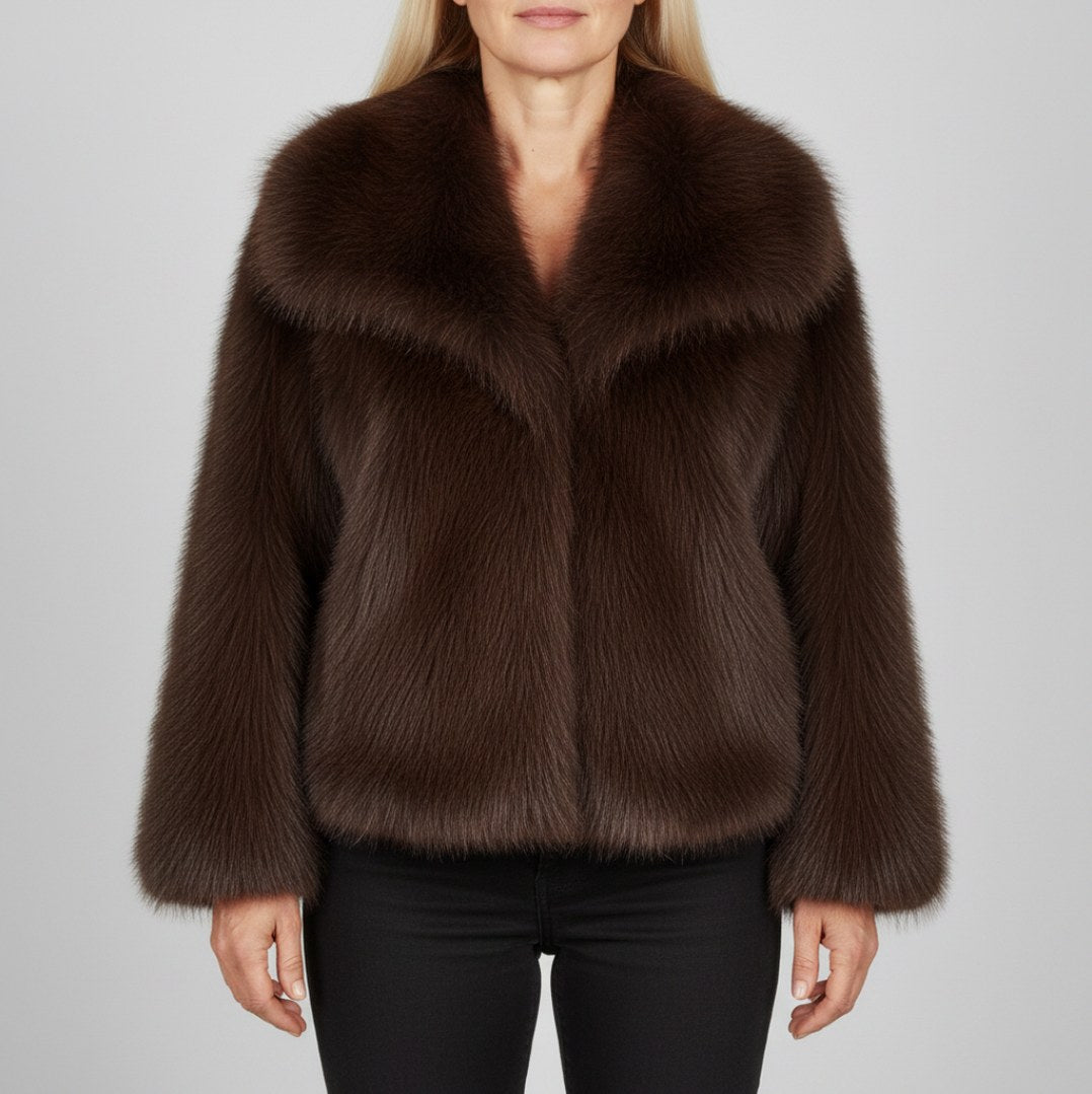 Faux Fur Shawl Collar Coat