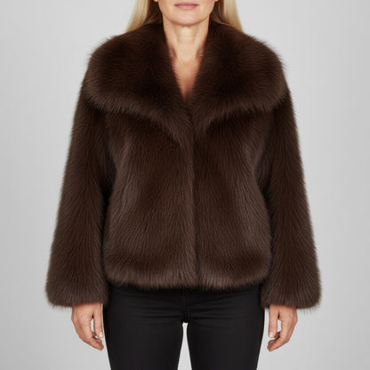 Faux Fur Shawl Collar Coat