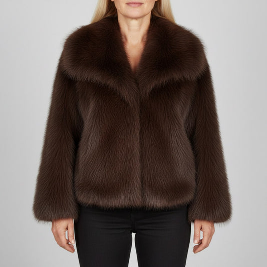 Faux Fur Shawl Collar Coat