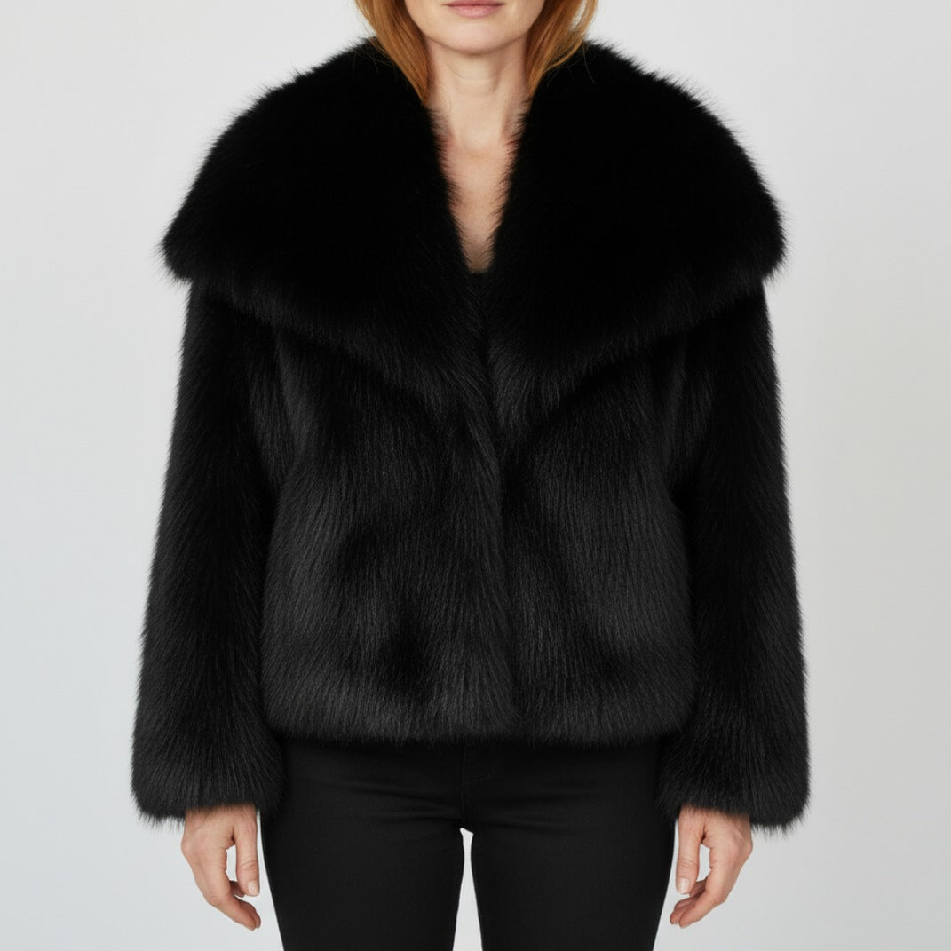 Faux Fur Shawl Collar Coat