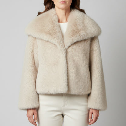 Faux Fur Shawl Collar Coat
