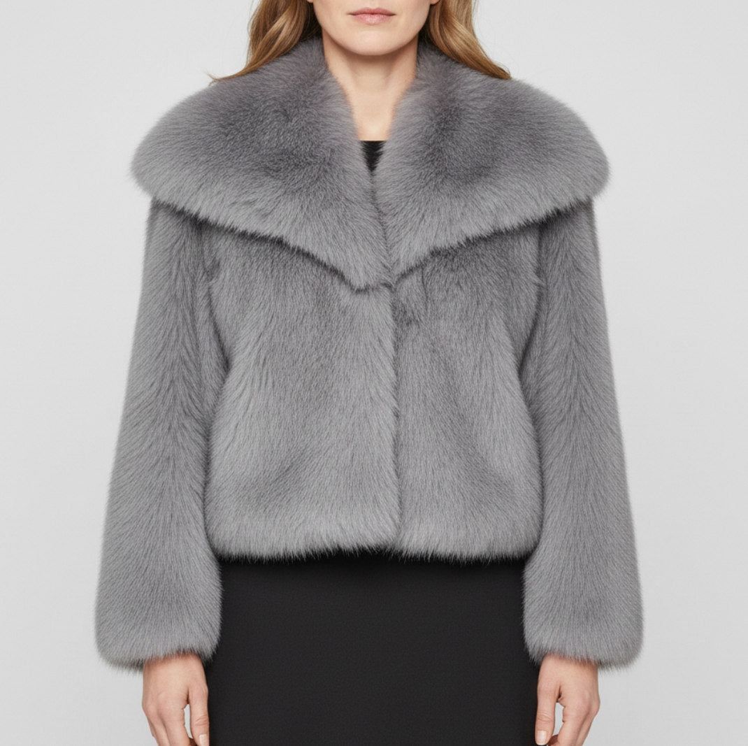 Faux Fur Shawl Collar Coat
