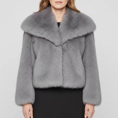 Faux Fur Shawl Collar Coat