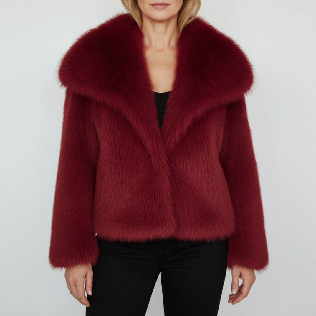 Faux Fur Shawl Collar Coat