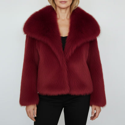 Faux Fur Shawl Collar Coat