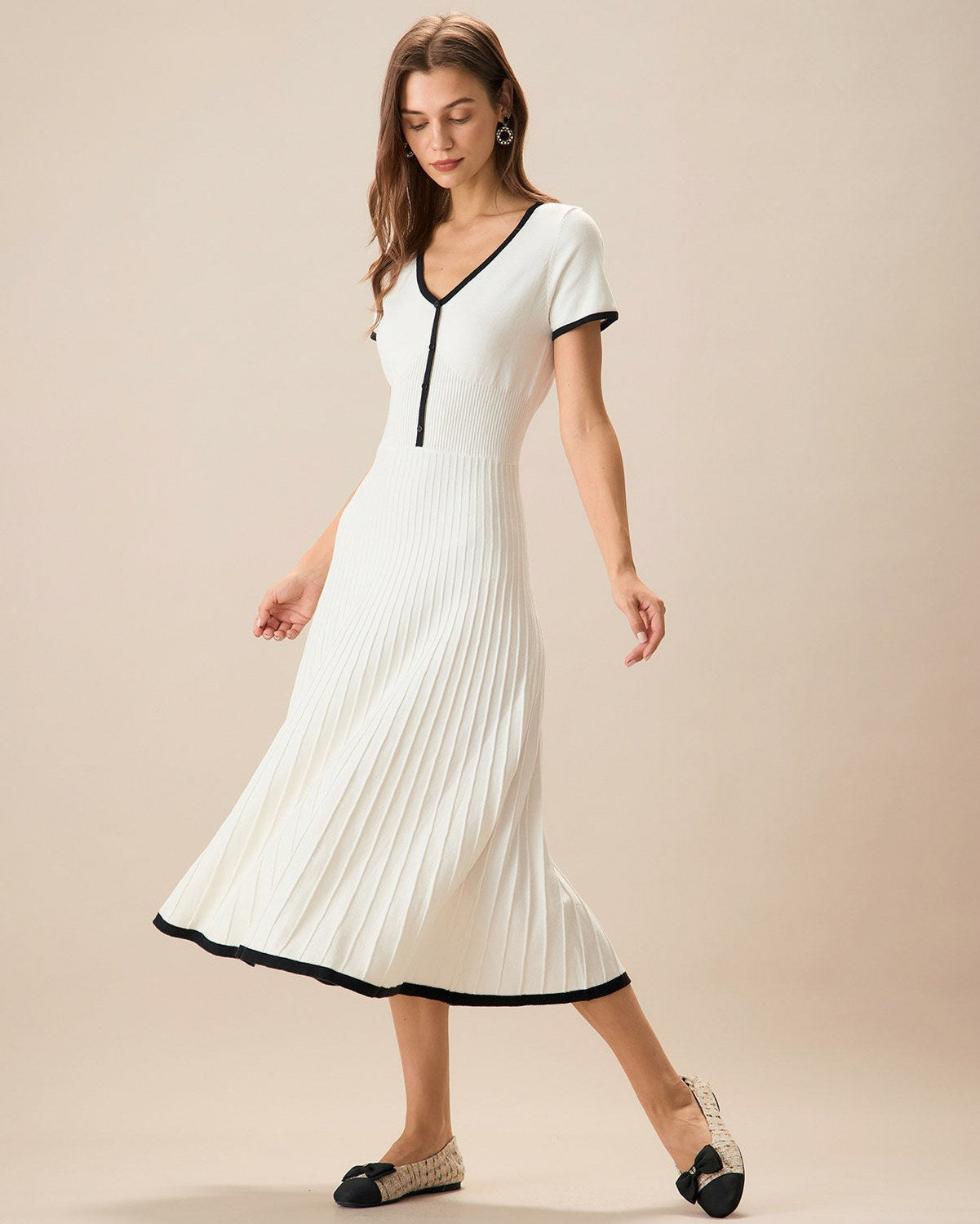 Short Sleeve Knit Midi Dress