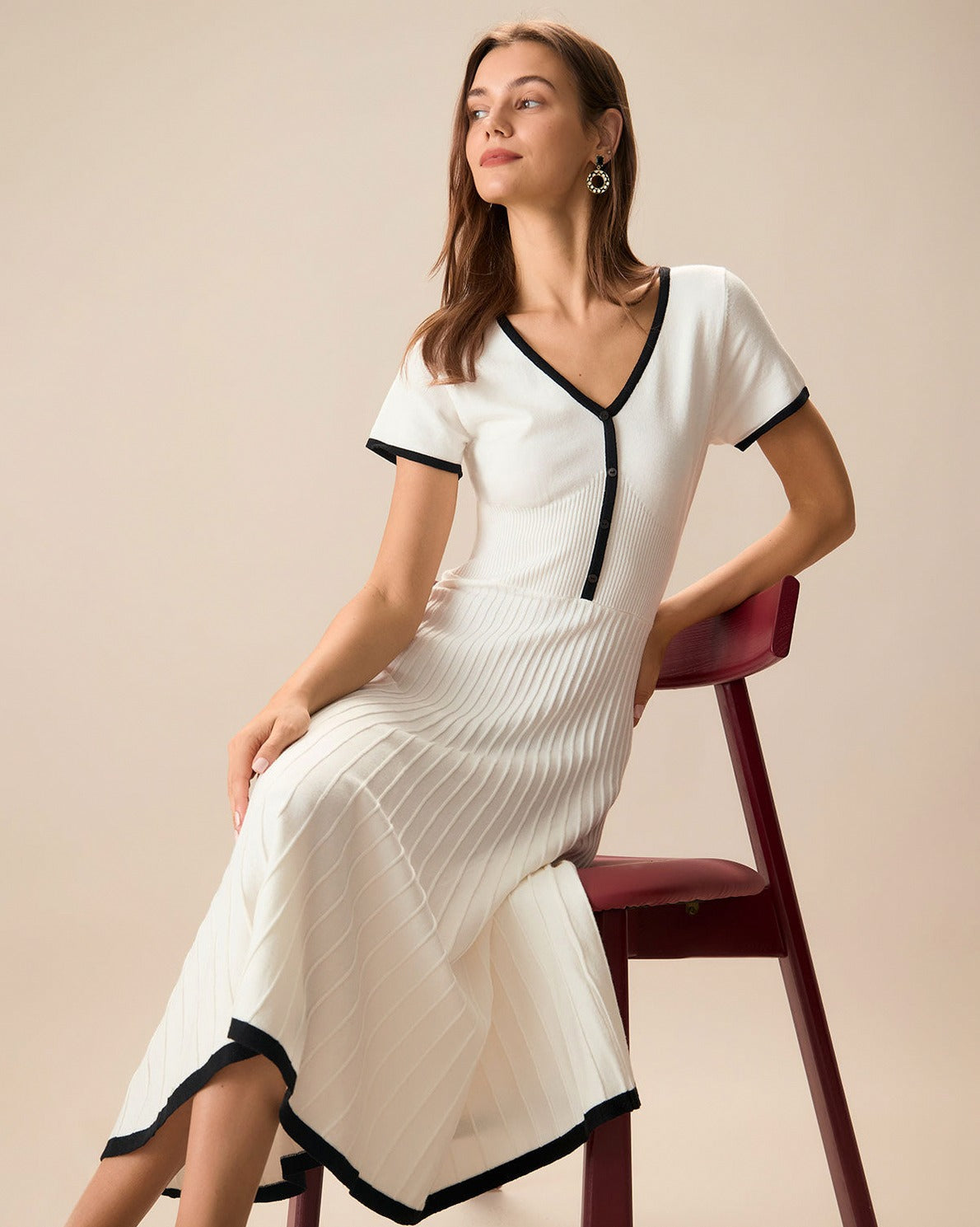 Short Sleeve Knit Midi Dress