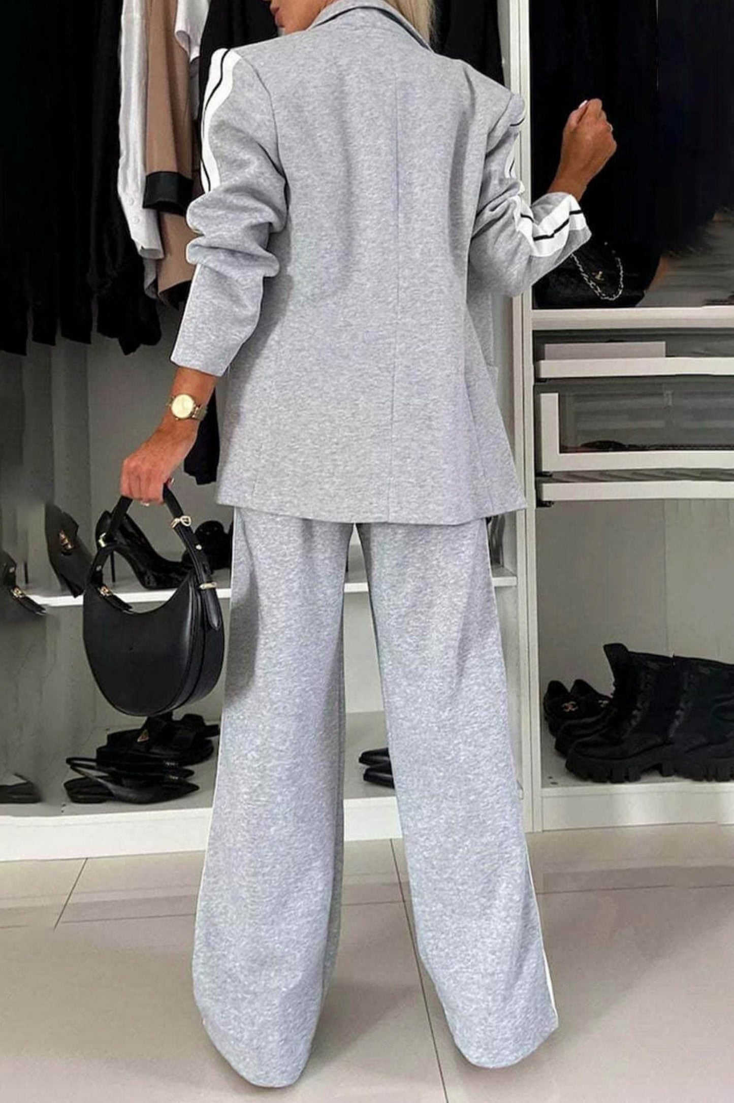 Side Stripe Blazer and Pants Set