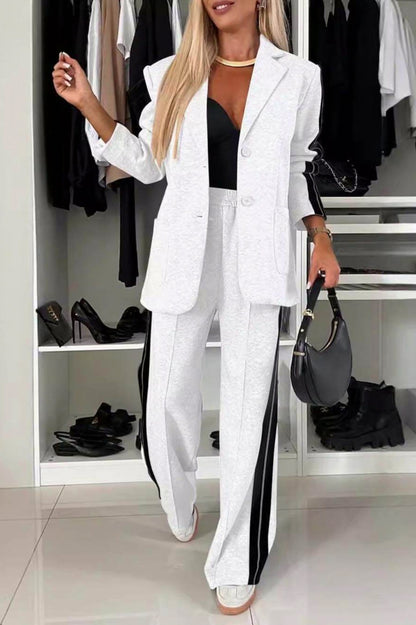 Side Stripe Blazer and Pants Set