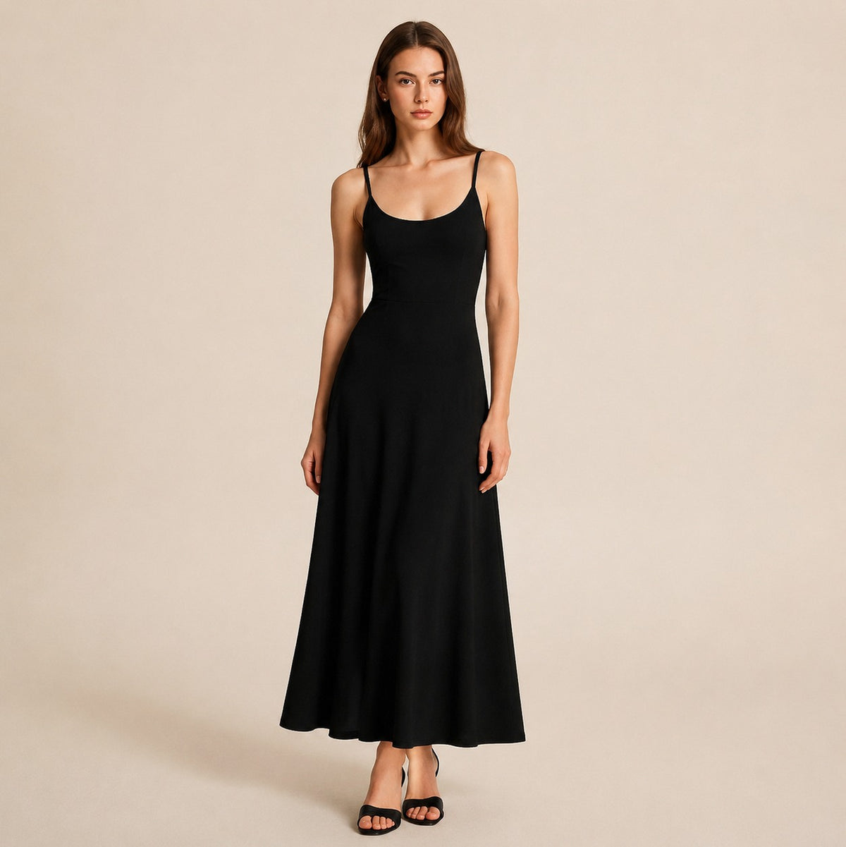 Spaghetti Strap A-Line Maxi Dress