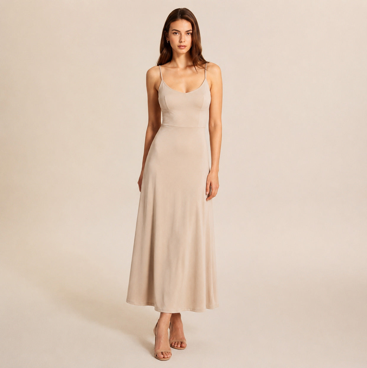 Spaghetti Strap A-Line Maxi Dress