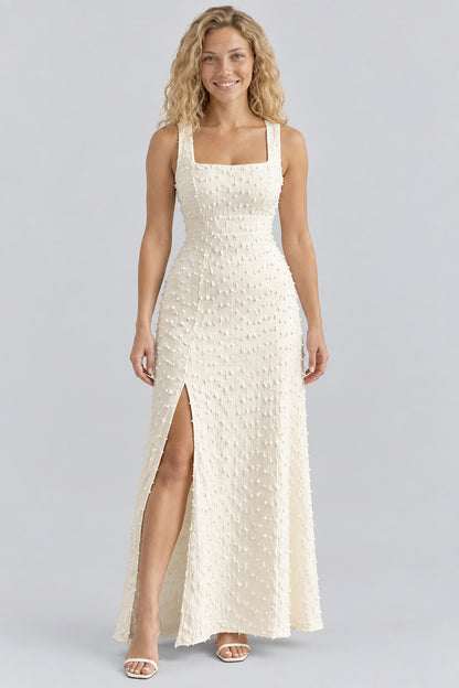 Square Neck Textured Maxi Dress
