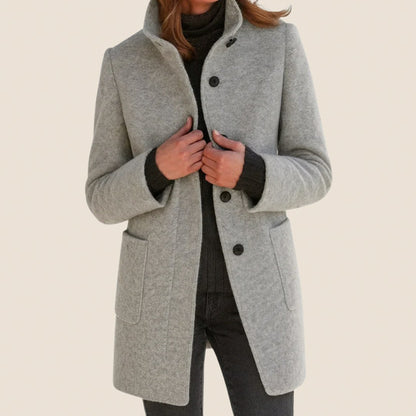 Stand Collar Button Front Coat